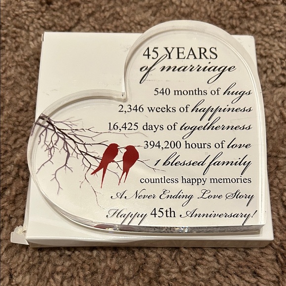 Heart-Shaped 45th Anniversary Keepsake - Picture 1 of 1